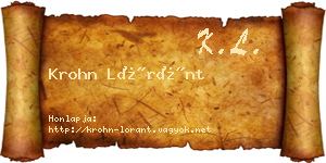 Krohn Lóránt névjegykártya